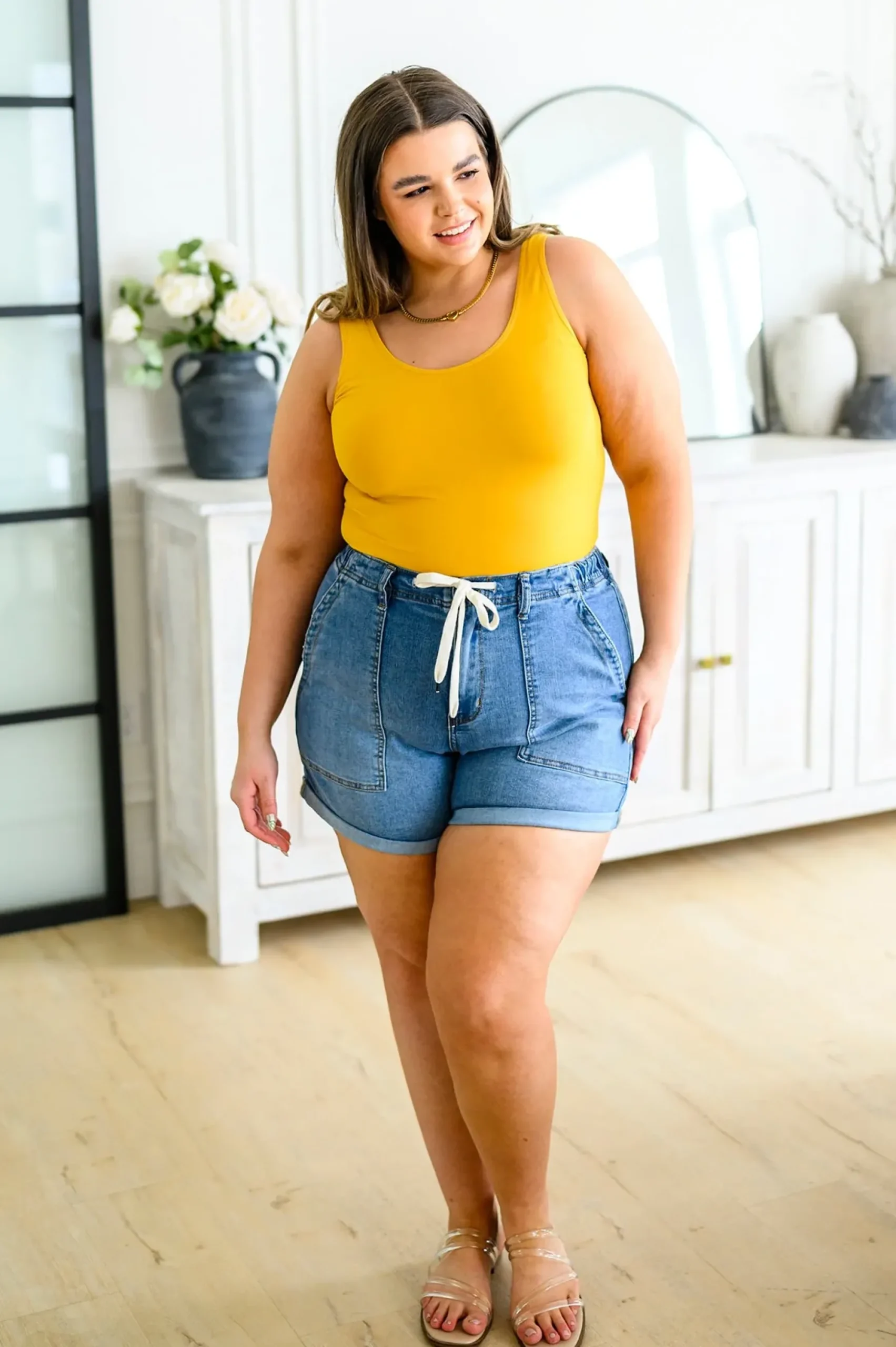 The Basics Reversible Longline Tank in Mustard - 4/8