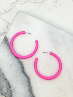 The Classic Enamel Hoop - Neon Pink
