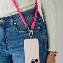 Tickled Pink Nylon Braided Phone Crossbody by O-Venture