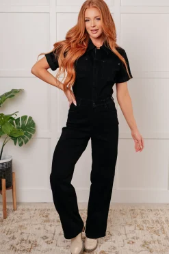 Tilda Short Sleeve Control Top Denim Jumpsuit