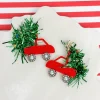 Tinsel Christmas Tree Truck Dangle Earrings