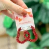 Tinsel Heart Hoop Earrings - Red