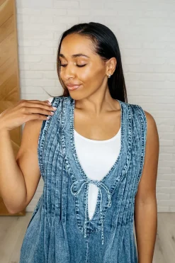 Too Cool For Fools Wide Leg Jumpsuit in Denim - 4/1