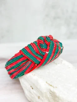Top Knot Green & Red Sequin Headband