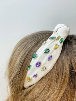 Top Knot Jewel Headband - White Multi