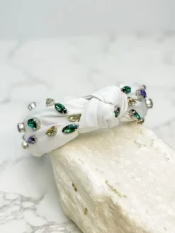 Top Knot Jewel Headband - White Multi
