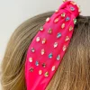 Top Knot Multi Crystal Headband - Hot Pink