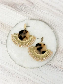 Tortoise Disc Dangle Earrings