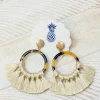 Tortoise Fringe Dangle Earrings - Ivory