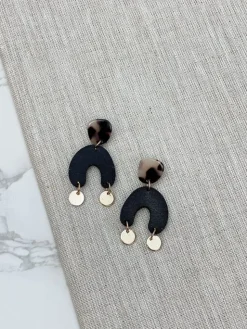 Tortoise Post Half Moon Dangles - Jet