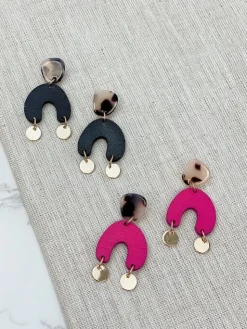 Tortoise Post Half Moon Dangles - Jet