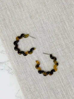 Tortoise Wavy Hoop Earrings