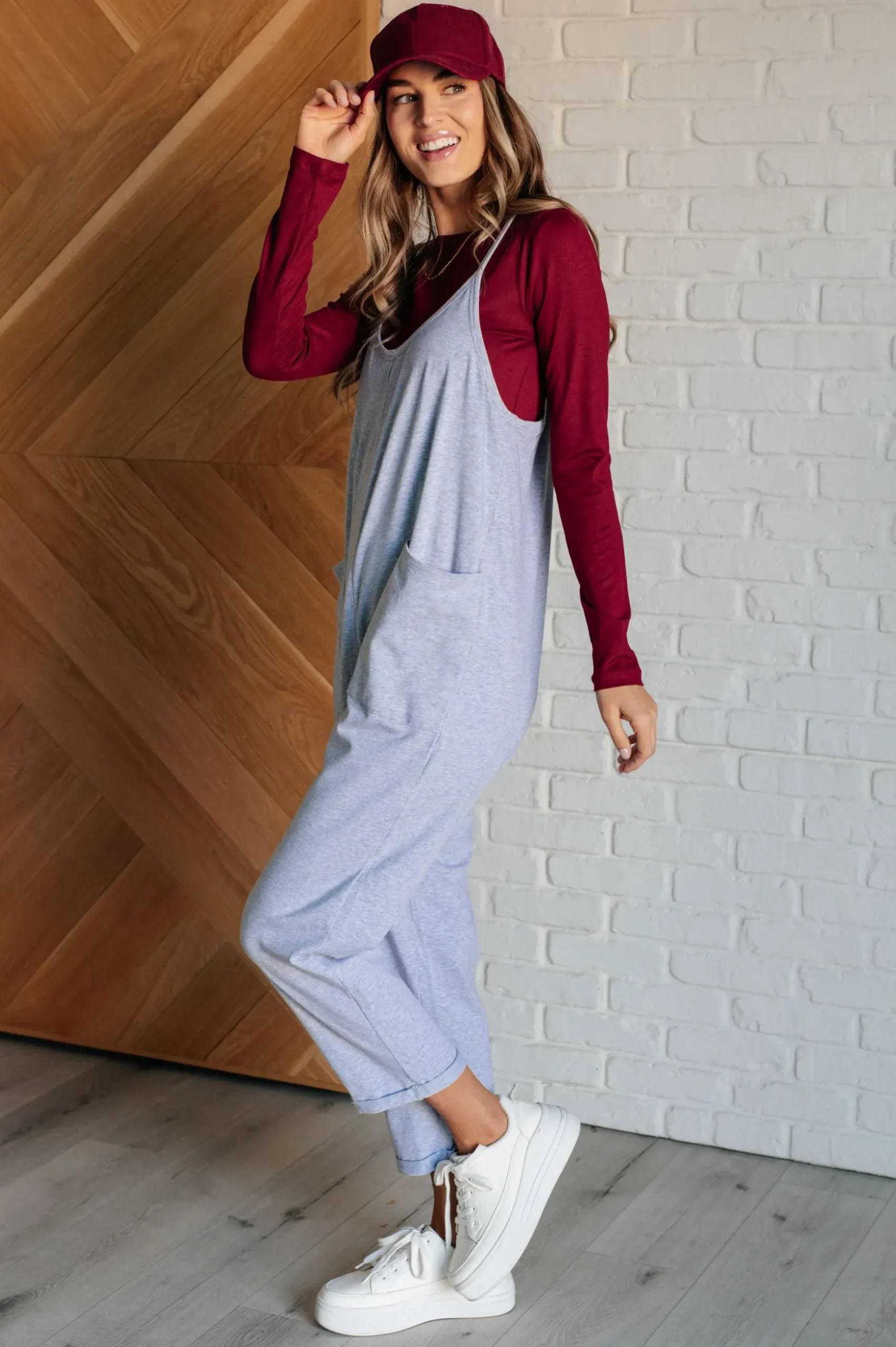 Totally Me Spaghetti Strap Jumpsuit in Heather Grey