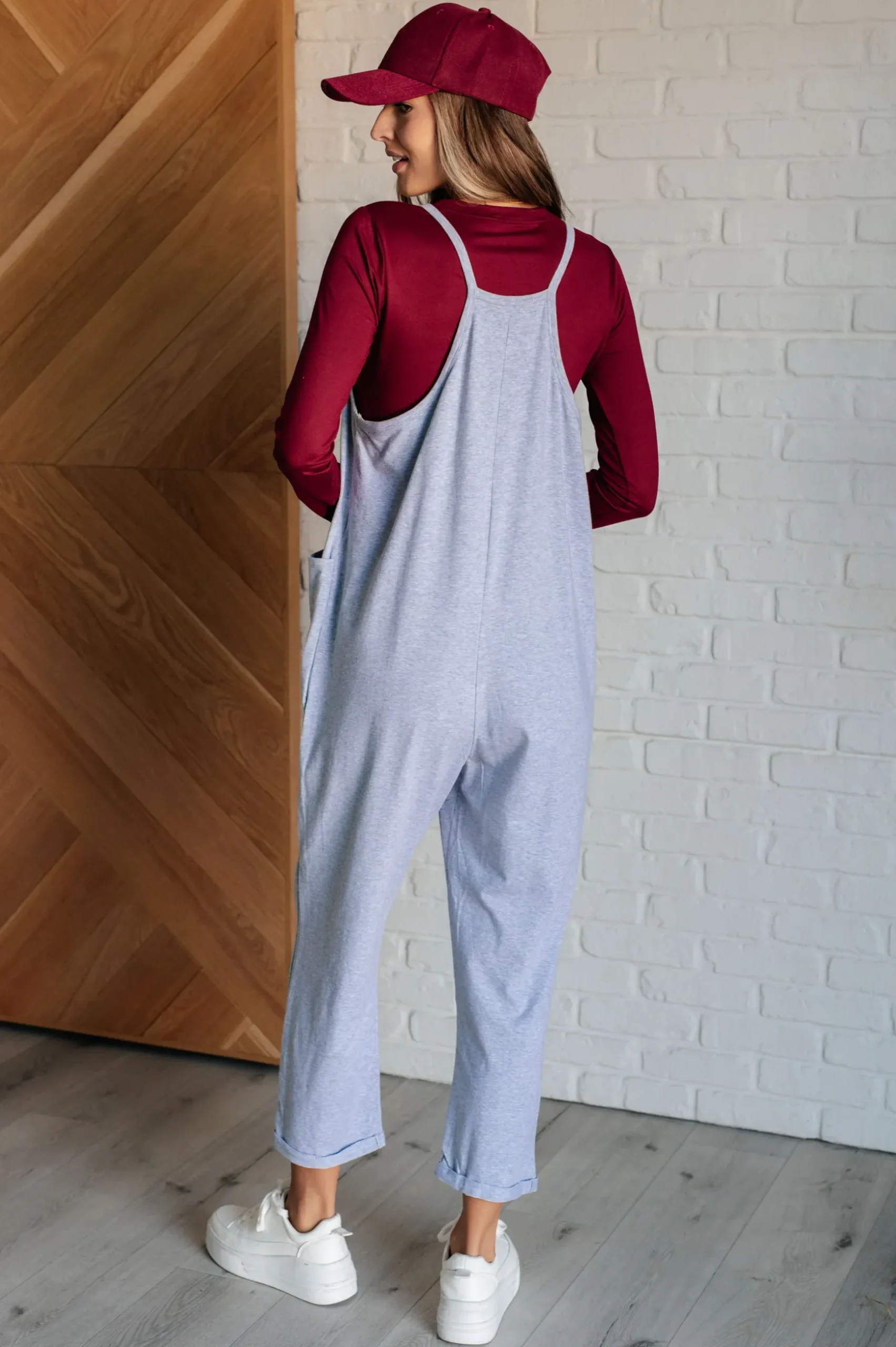 Totally Me Spaghetti Strap Jumpsuit in Heather Grey