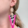 Triangle Art Deco Seed Bead Dangle Earrings