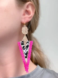 Triangle Art Deco Seed Bead Dangle Earrings