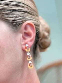 'Trick or Treat' Candy Corn Acrylic Dangle Earrings