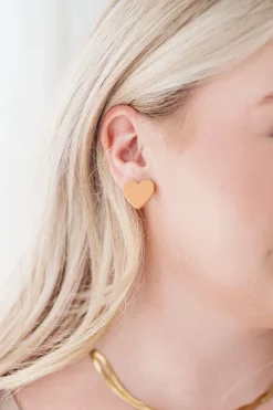 Triple Hearts Studs in Brown