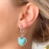 Turquoise Heart Drop Dangle Earrings