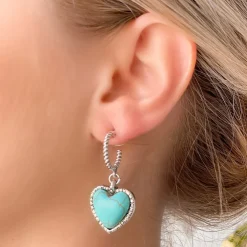 Turquoise Heart Drop Dangle Earrings