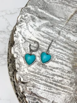 Turquoise Heart Drop Dangle Earrings