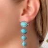 Turquoise Round Layered Dangle Earrings