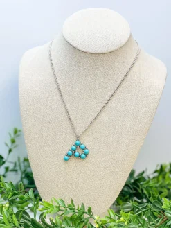 Turquoise Semi-Precious Initial Pendant Necklaces