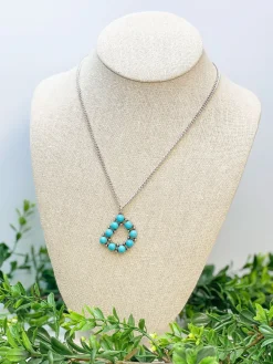 Turquoise Semi-Precious Initial Pendant Necklaces
