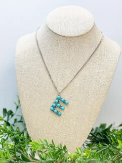 Turquoise Semi-Precious Initial Pendant Necklaces