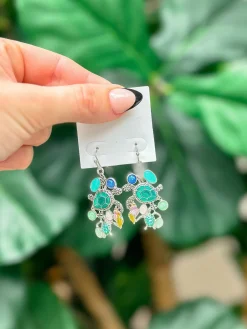 Turtle Enamel Charm Dangle Earrings