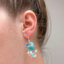 Turtle Enamel Charm Dangle Earrings