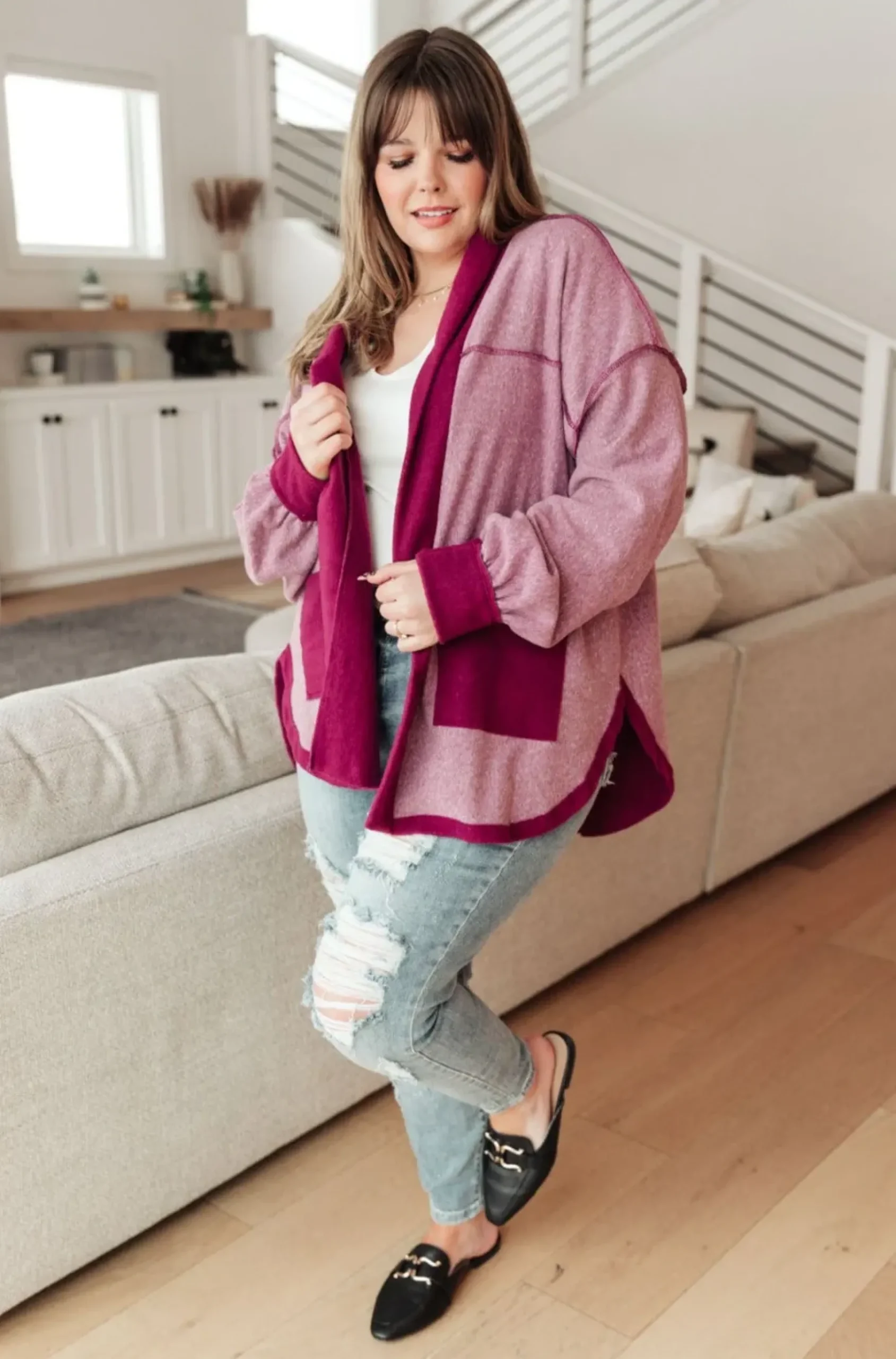 Two Hearts Jacket In Plum