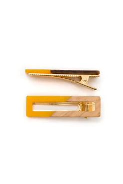 Two Tone Hair Clip Set in Yellow (Ships in 1-2 Weeks)