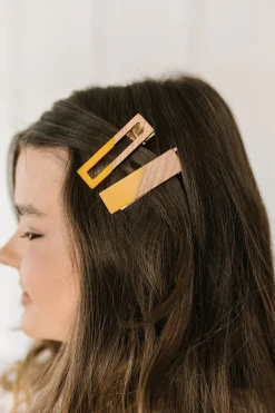 Two Tone Hair Clip Set in Yellow (Ships in 1-2 Weeks)