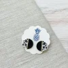Two Tone Wood Stud Earrings - Black Cow
