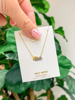 Two-Tone Sun & Cloud Necklace