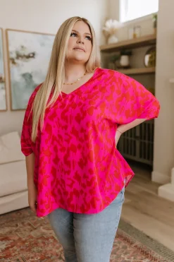 Unforgettable V-Neck Animal Print Blouse