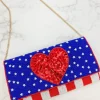 USA Heart Sequin Crossbody Chain Clutch