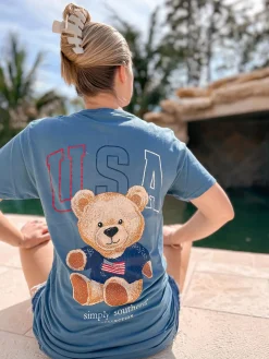 'USA' Teddy Bear Short Sleeve Tee by Simply Southern