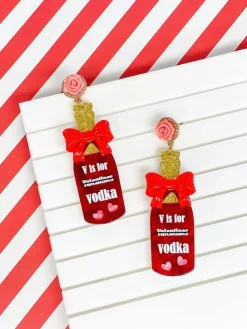 'V is for Vodka' Glitter Dangle Earrings