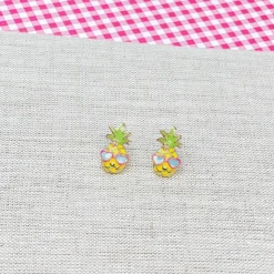 Vacation Pineapple Signature Enamel Studs by Prep Obsessed