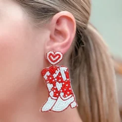 Valentine's Cowboy Boots Beaded Dangle Earrings