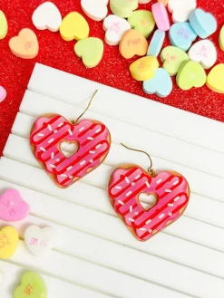 Valentine's Day Heart Donut Dangle Earrings