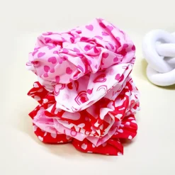 Valentines Day Heart Pattern Scrunchies