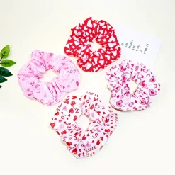 Valentines Day Heart Pattern Scrunchies