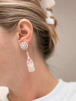 Valentine's Rose Bottle Pearl Cluster Drop Earrings