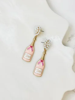 Valentine's Rose Bottle Pearl Cluster Drop Earrings