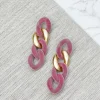 Velvet Chain Link Dangle Earrings - Pink