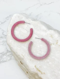 Velvet Hoop Earrings - Mauve
