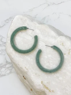 Velvet Hoop Earrings - Sage